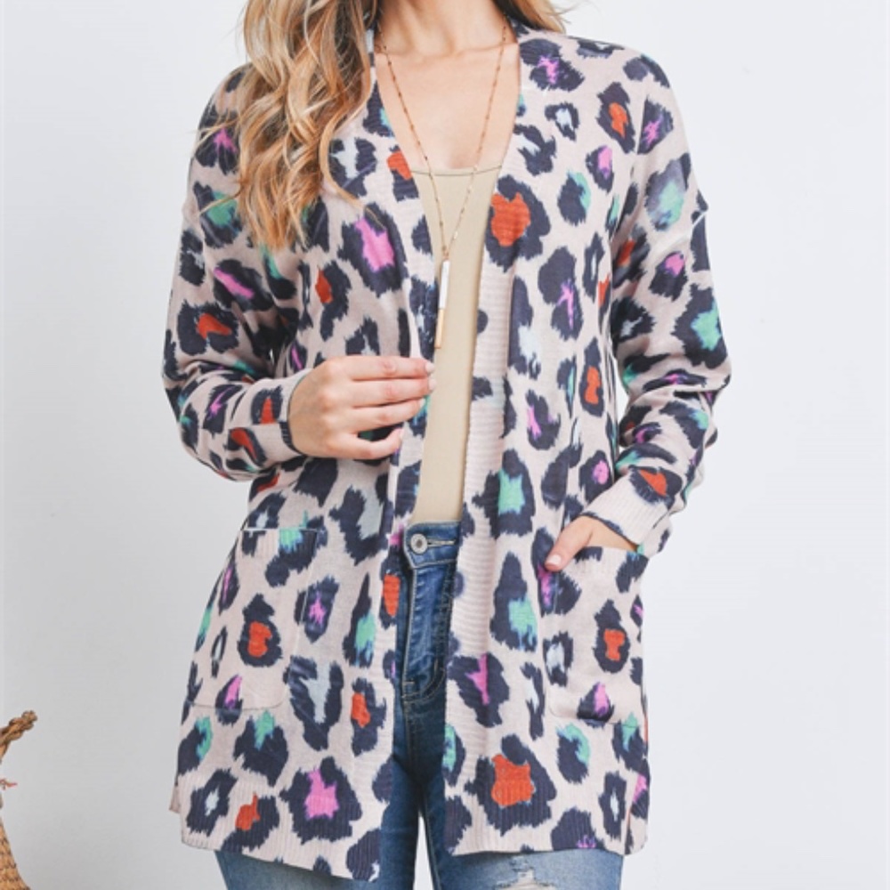 MULTI ANIMAL PRINT CARDIGAN SWEATER - Picture 3 of 10
